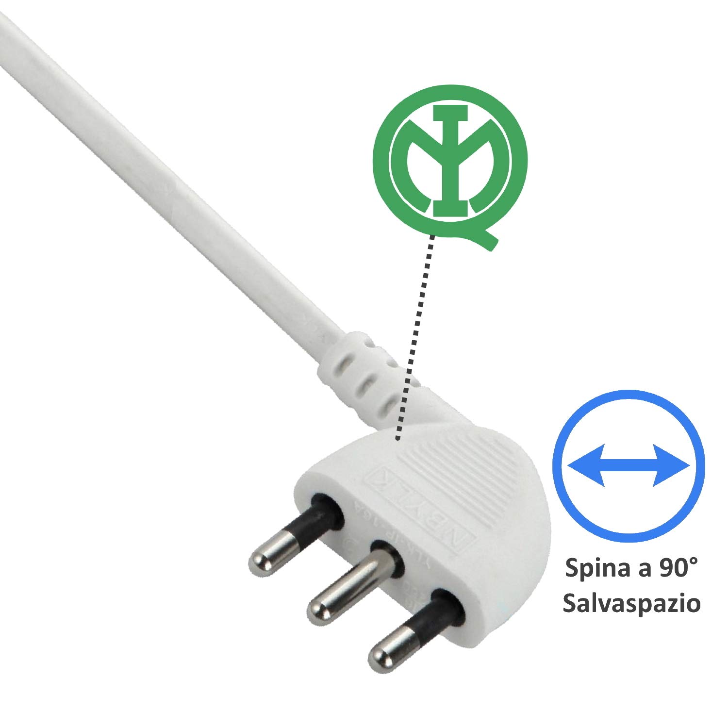 Ewent EW3929 Steckerleiste (italienisch), 12 Buchsen, 4 Universalbuchsen 10/16 A mit Schuko, 8 Kombistecker 10/16 A, beleuchteter Schalter, Kabel 1,5 m mit italienischem Stecker 16 A, Weiß