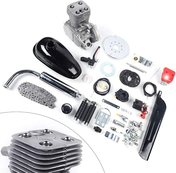 Gdrasuya10 100CC Bicycle Engine Kit, 2-Stroke Gas Motorized Bike Motor Set, Full Set Petrol Gas Motor Engine Kit, Gas Motorized Bike Petrol Gas Engine Kit for Most 26 /28 Bikes
