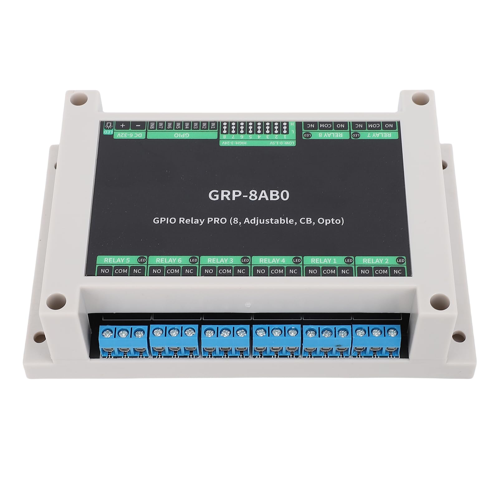 Ausla Module Relais GPIO Industriel, Coffret Rail ABS (GRP-8AB0)