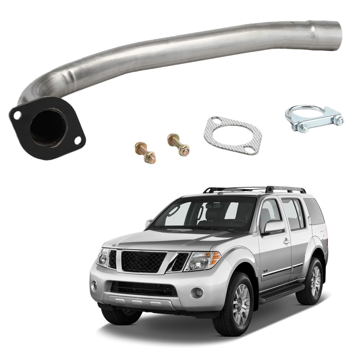 Exhaust Muffler Pipe compatible with 2005-2012 Pathfinder ;2005-2015 Xterra L;2005-2019 Frontier 2.5L,;2005-2019 Frontier 4.0L;2009-2012 Suzuki Equator 2.5L 53719