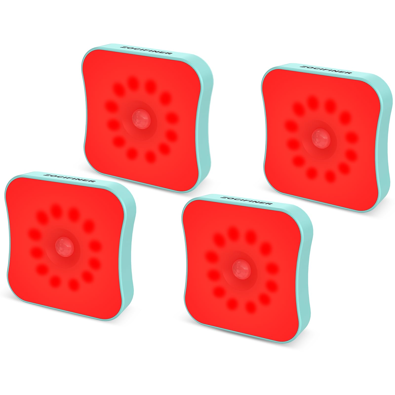 ZOCIFINER Red Motion Sensor Night Light, Rechargeable Battery Operated Stick-On Magnetic Red Light for Bathroom, Bedroom, Sleep Aid, Stair, Hallway, 4-Pack