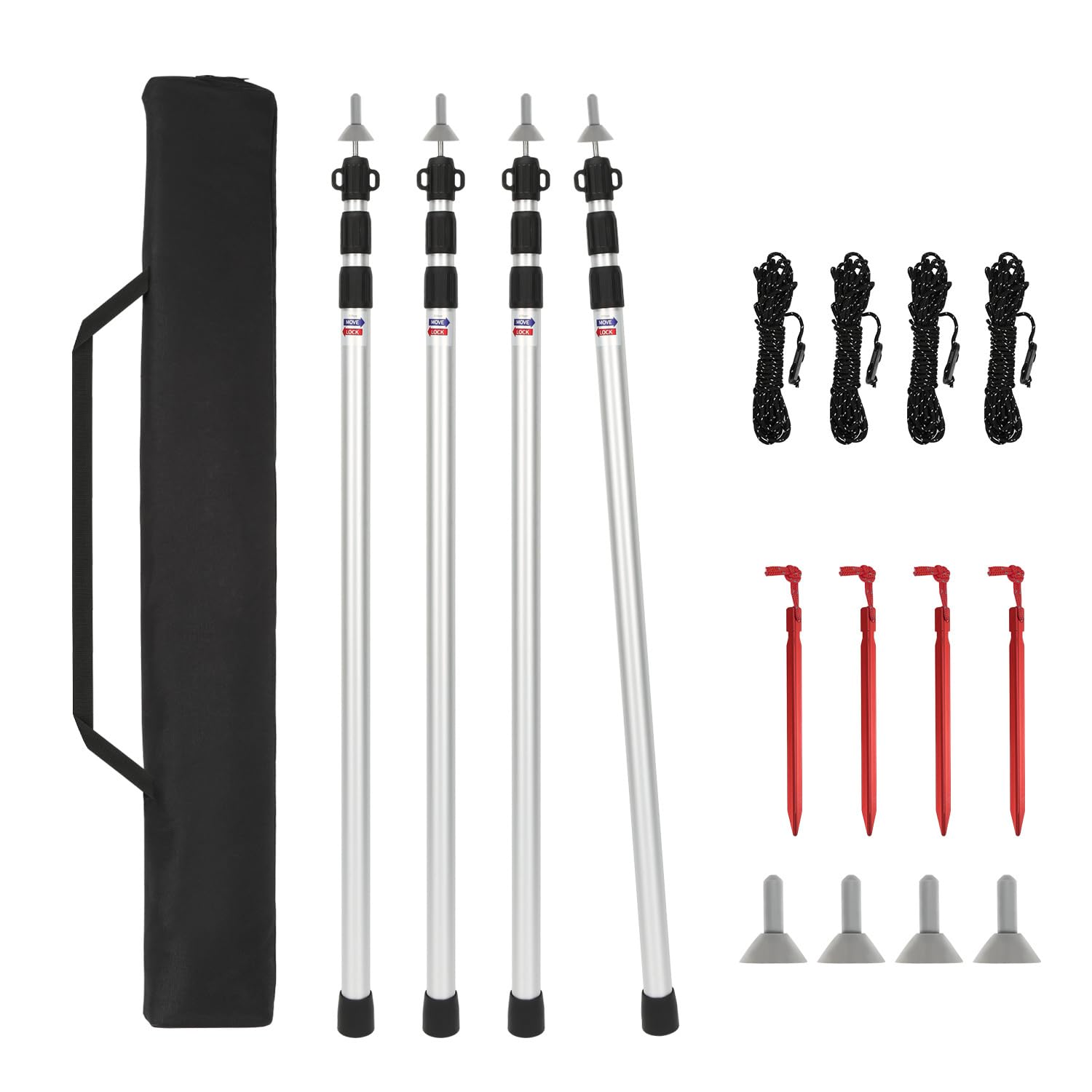 Zeltstangen Aluminiumlegierung Höhenverstellbar, Stabil & Wetterfestes Zeltgestänge für Camping, Trekking & Outdoor, Universell für Zelt, Tarp, Sonnensegel, Plane & Wetterschutz
