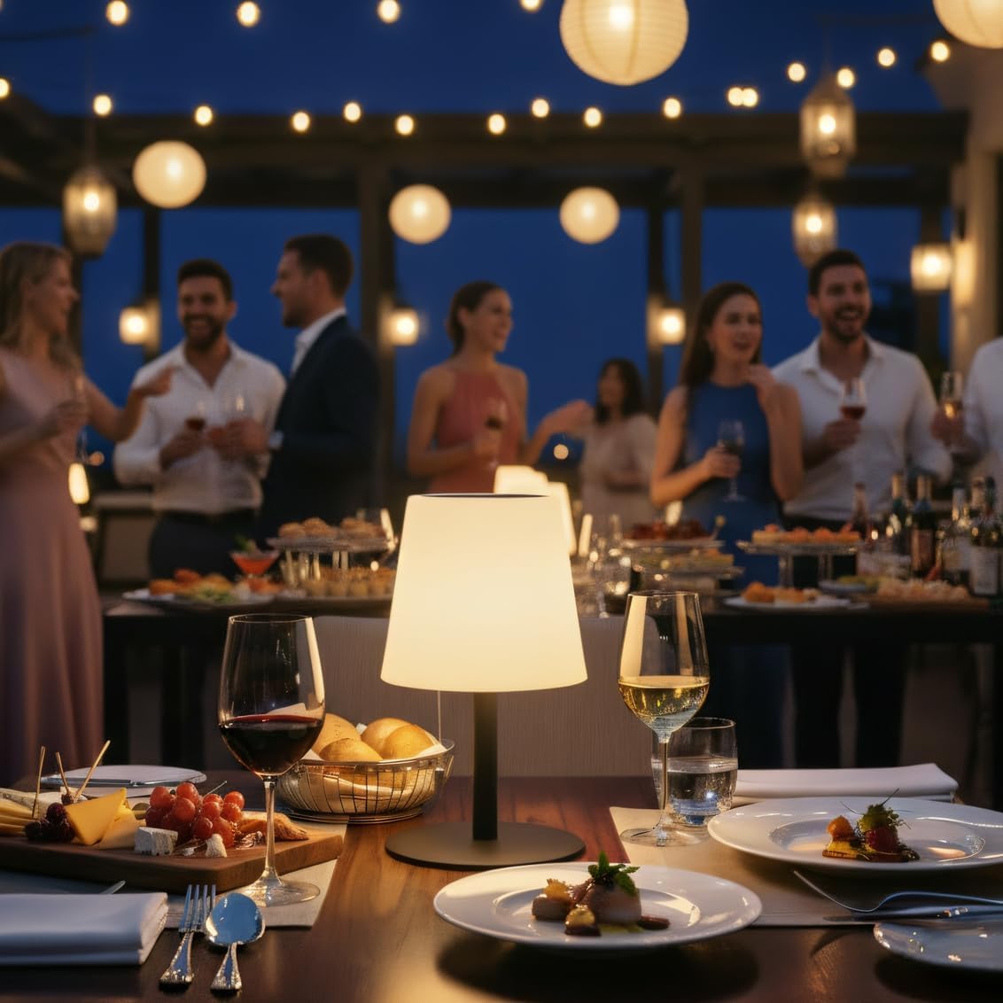 LumiGlow Solar Outdoor Table Lamp, Waterproof RGB LED, Rechargeable Battery Operated, Dimmable Warm White, Cordless Design for Garden, Patio, Terrace with Light Sensor