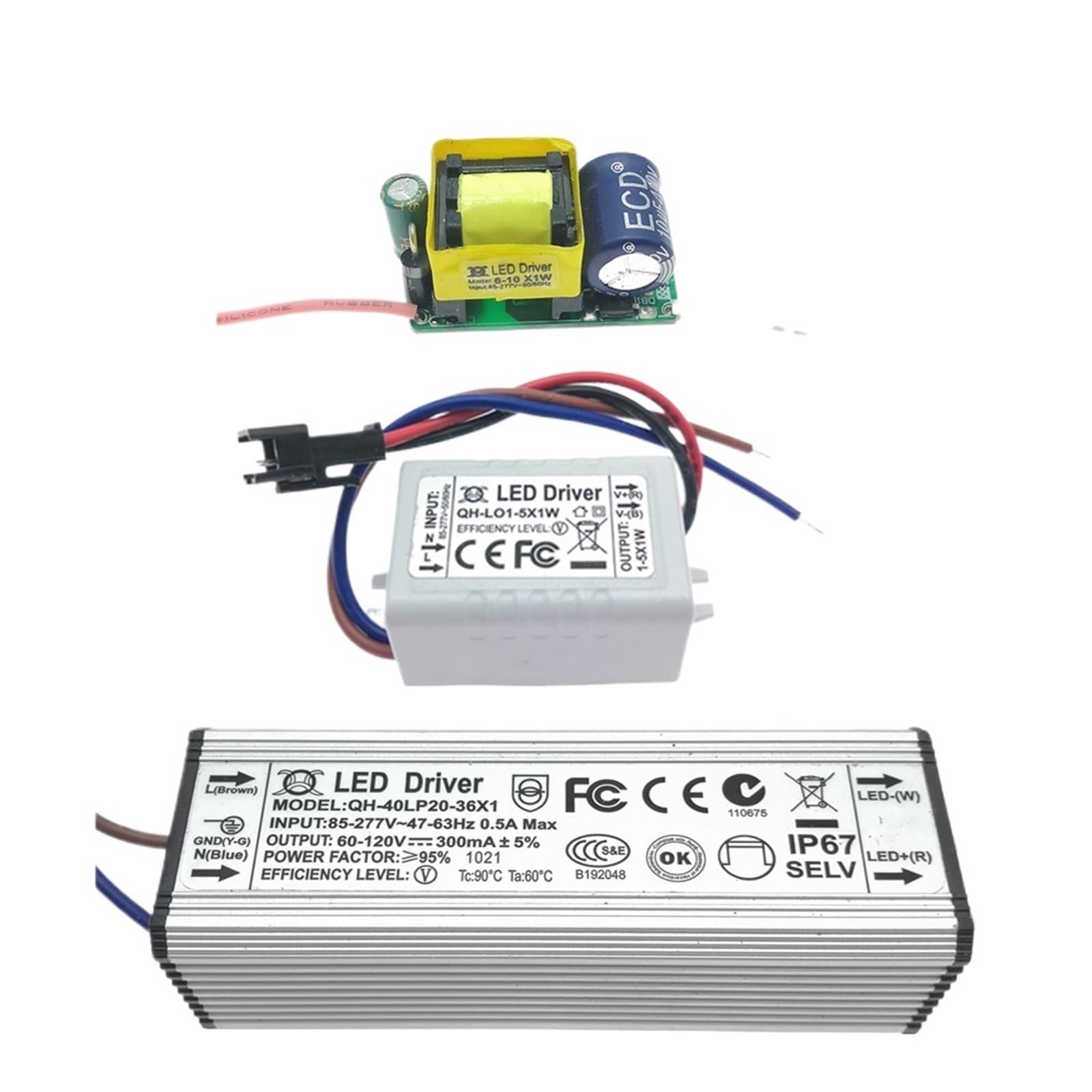 Transformador LED, Controlador LED de corriente constante bajo voltaje 300 mA for bombillas 1-5 W 6-10 7-20 20-36 1/5 piezas(-7-20x1W,5pcs)