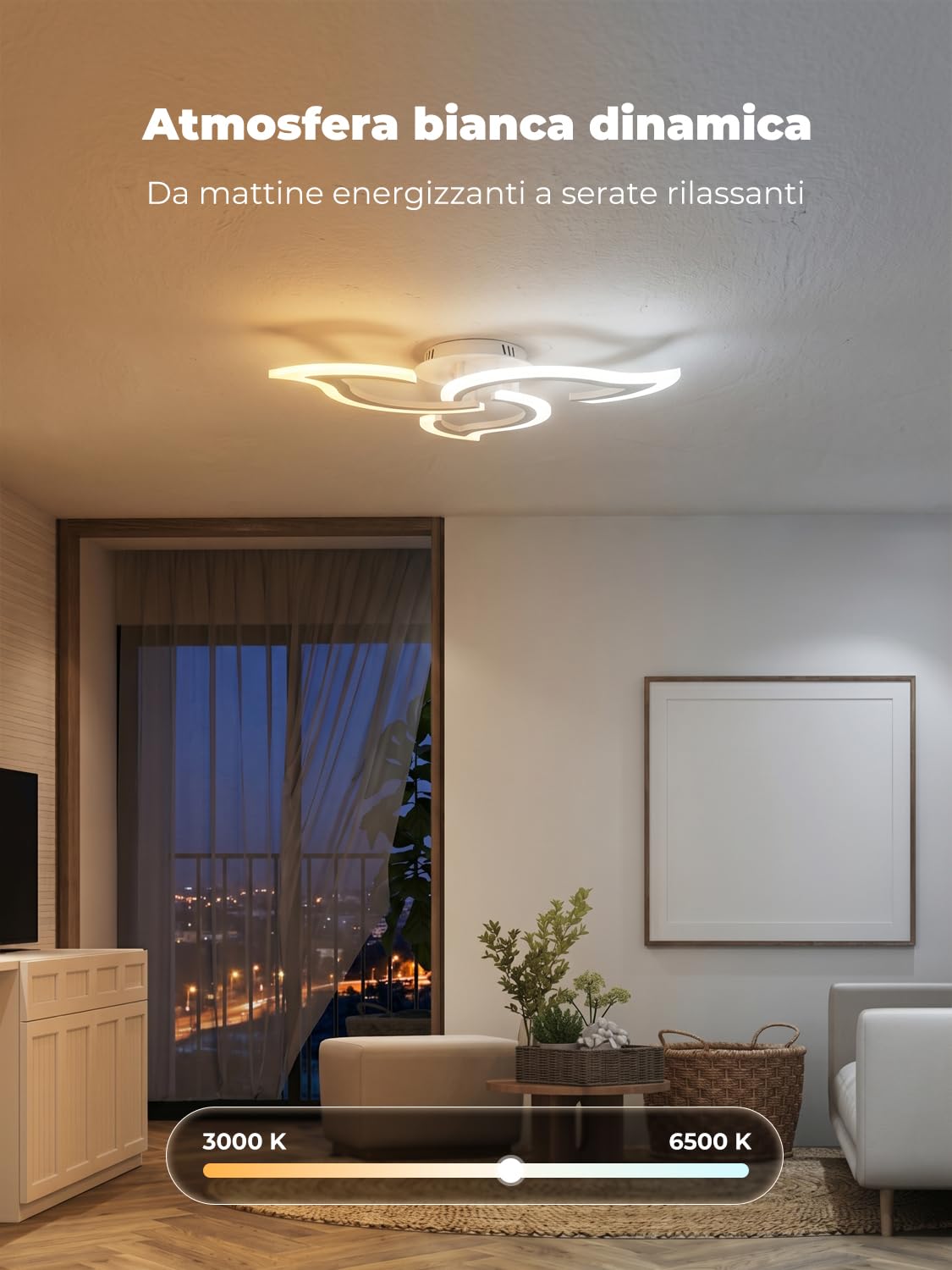Plafoniera Smart Compatibile con Alexa, LED Dimmerabile con App e Controllo Vocale, Lampadario Moderno a Fiore con Telecomando per Camera da Letto, Sala da Pranzo, Cucina, WiFi 2.4GHz, Bianco