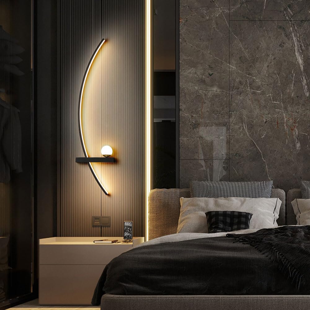 Aplique De Pared LED Moderno Lámpara De Pared Lineal De Metal Aplique De Pared LED para Interiores Iluminación Lámpara De Pared Circular para Sala De Estar Porche Pasillo Baño Mesita De Noc