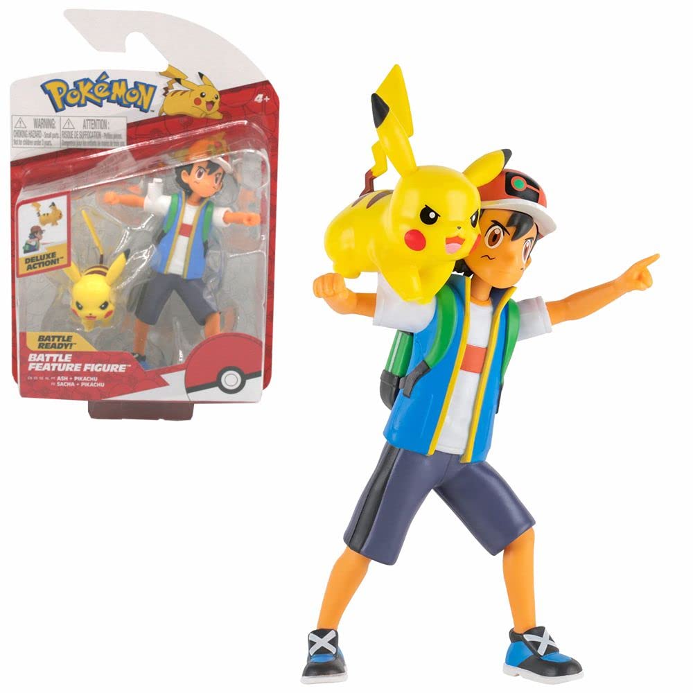 Pokemon Selection Battle Feature Figures Movable Deluxe Action Play Figure, Play Figure:Ash & Pikachu, 0