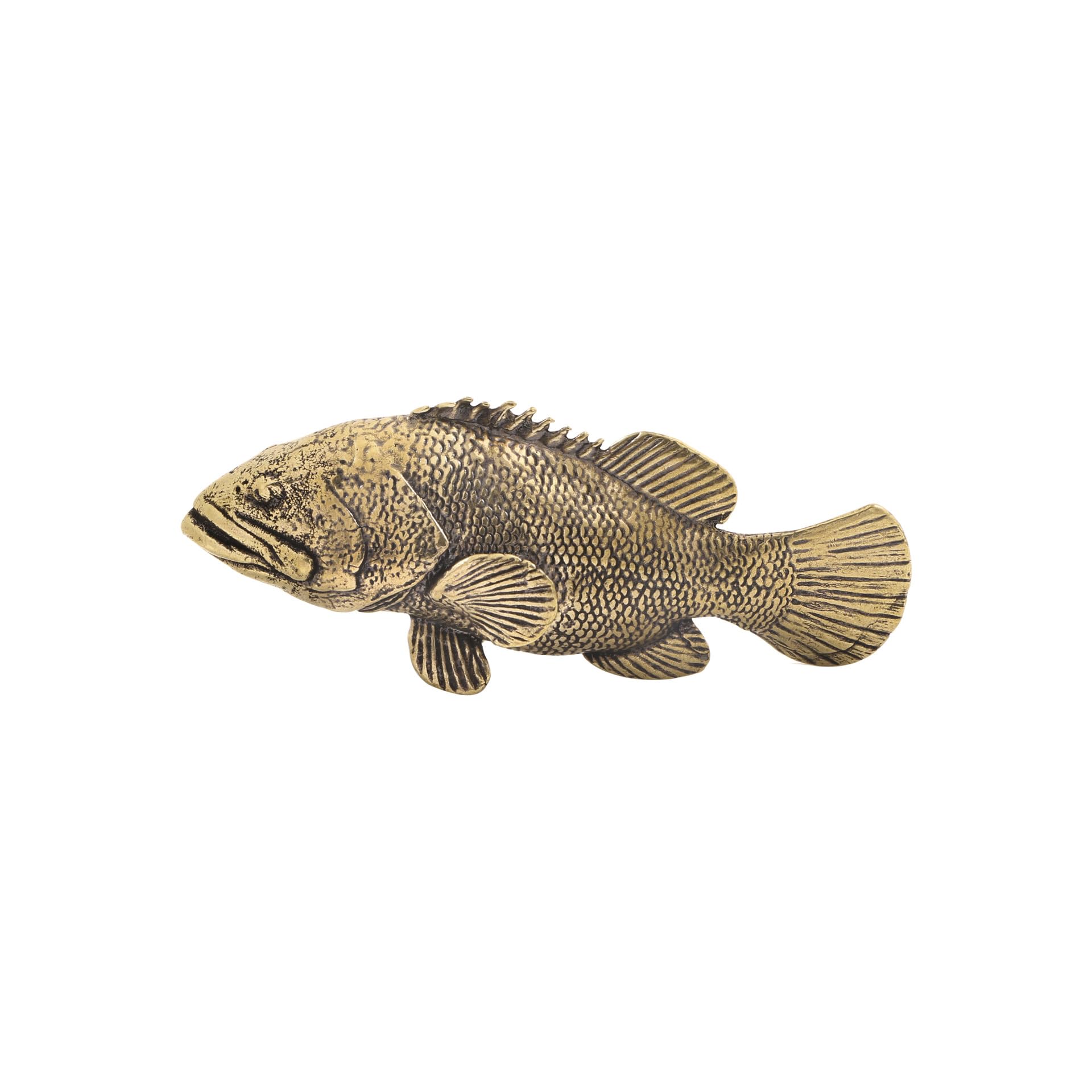 NGDFGR Brass Grouper Sculpture Ornament For Desktop Bookshelf Display, Aquarium Decoration, Living Room Prosperity Enhancing