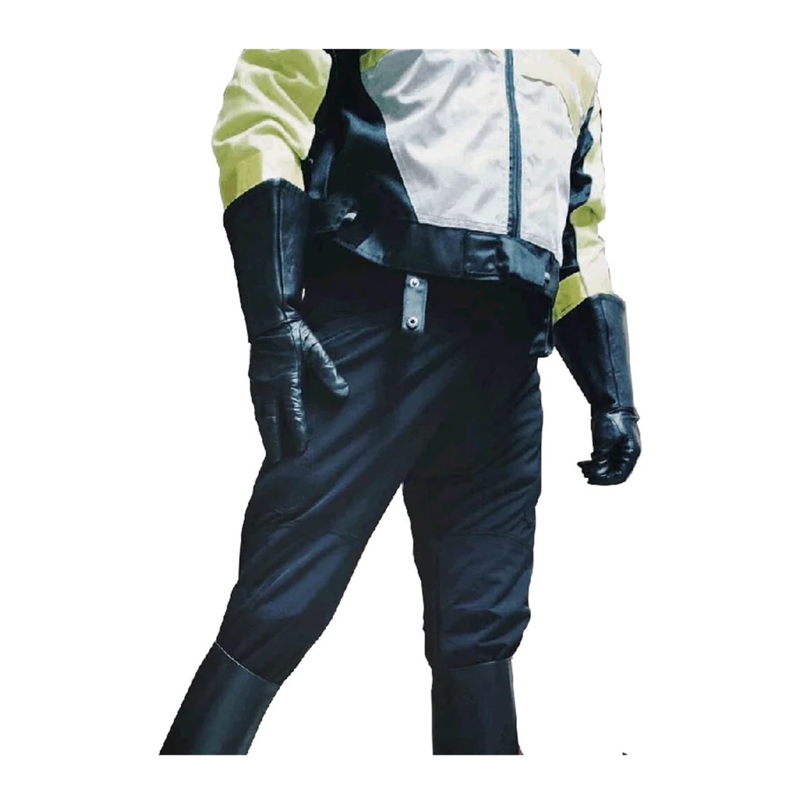 Guanti da Uomo in Pelle da 35 cm con Touch Screen Doppio Polsino Guanti da Moto da Guida Lunghi e Aderenti in Vera Pelle sfoderati di Lusso(Black Unlined,M)
