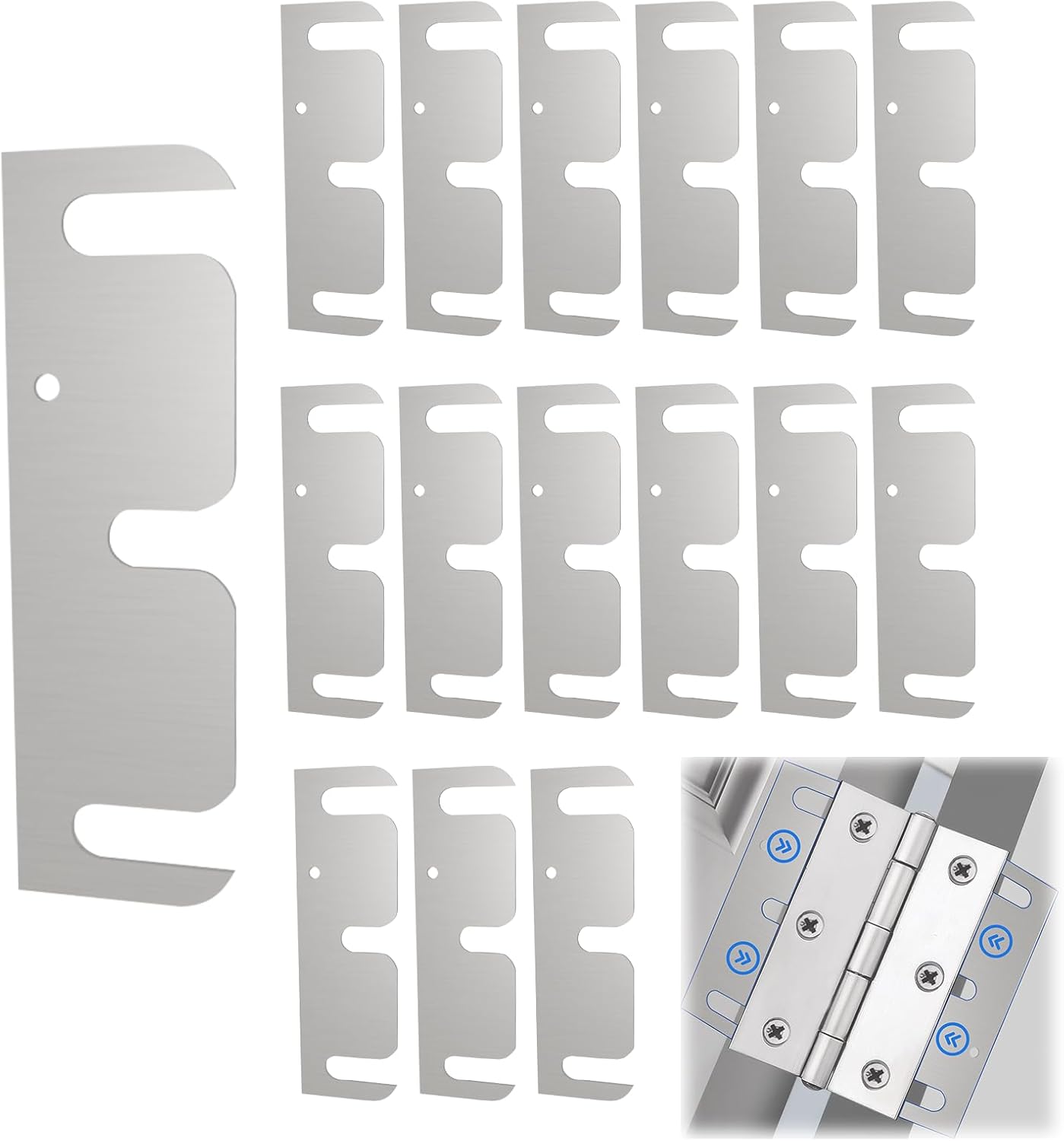 3.5 Inch Hardware Door Hinge Shims (16Pcs), Stainless Steel Hinge Shims for Door Hinge Repair