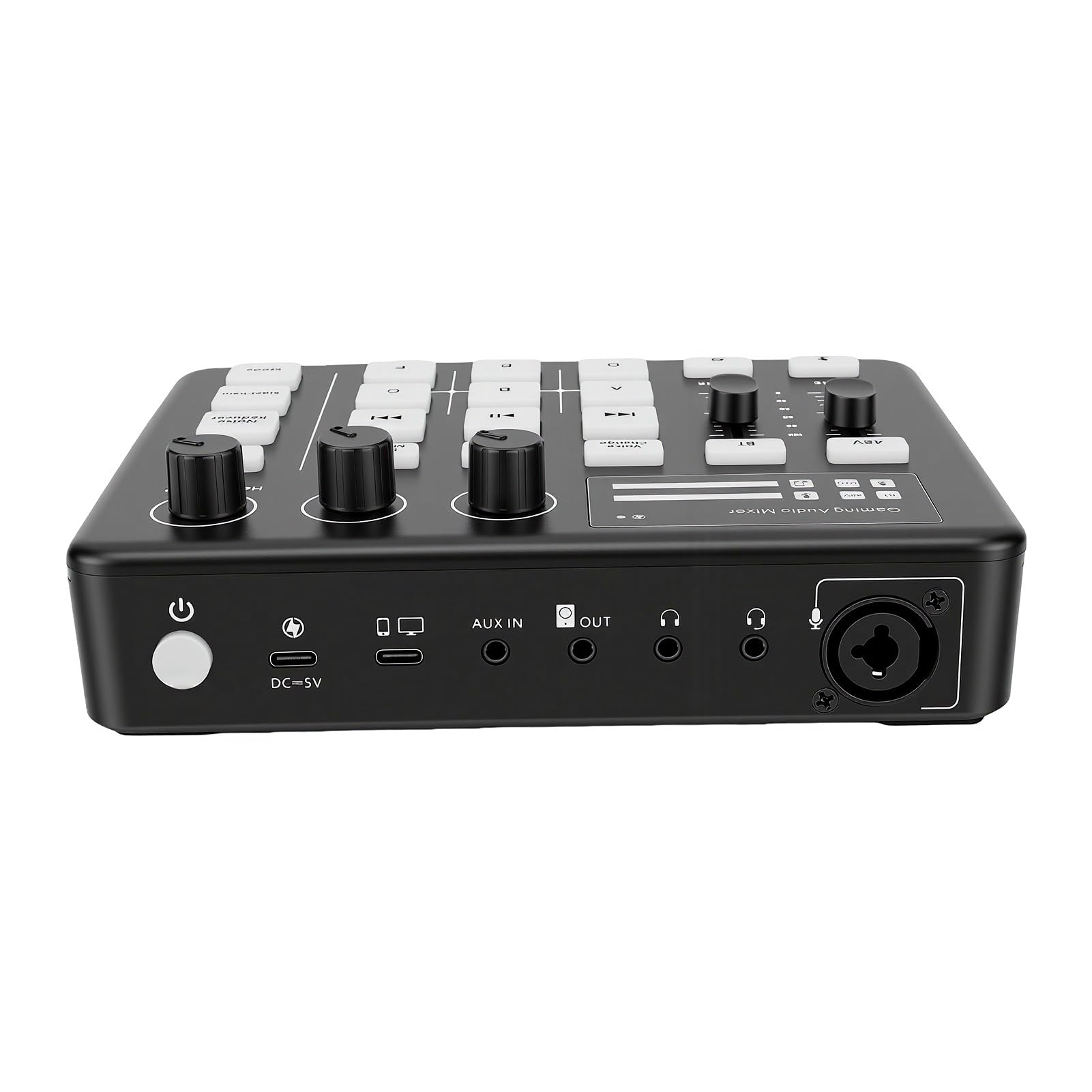Live-Soundkarte, Bluetooth 3,5 Mm AUX-XLR-Eingang (BLACK) | Sound-Mixer-Board, Sprachwechsler, RGB-Licht, Rauschunterdrückung, für Telefon-Laptop-Podcast-Gaming