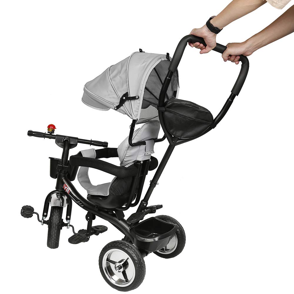 Triciclo per Bambini Bicicletta Equilibrio Sedile e Maniglia Regolabili4 IN 1 Triciclo per Bambini con Maniglia di Spinta per Genitori per 1-3 Anni Ragazzi Ragazze