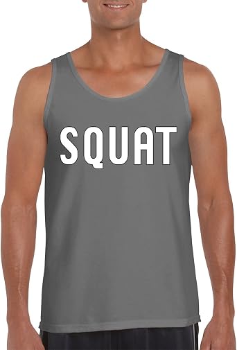 Camalen Squat Fitness Gym White Design Mens Tank Top Shirt for Men