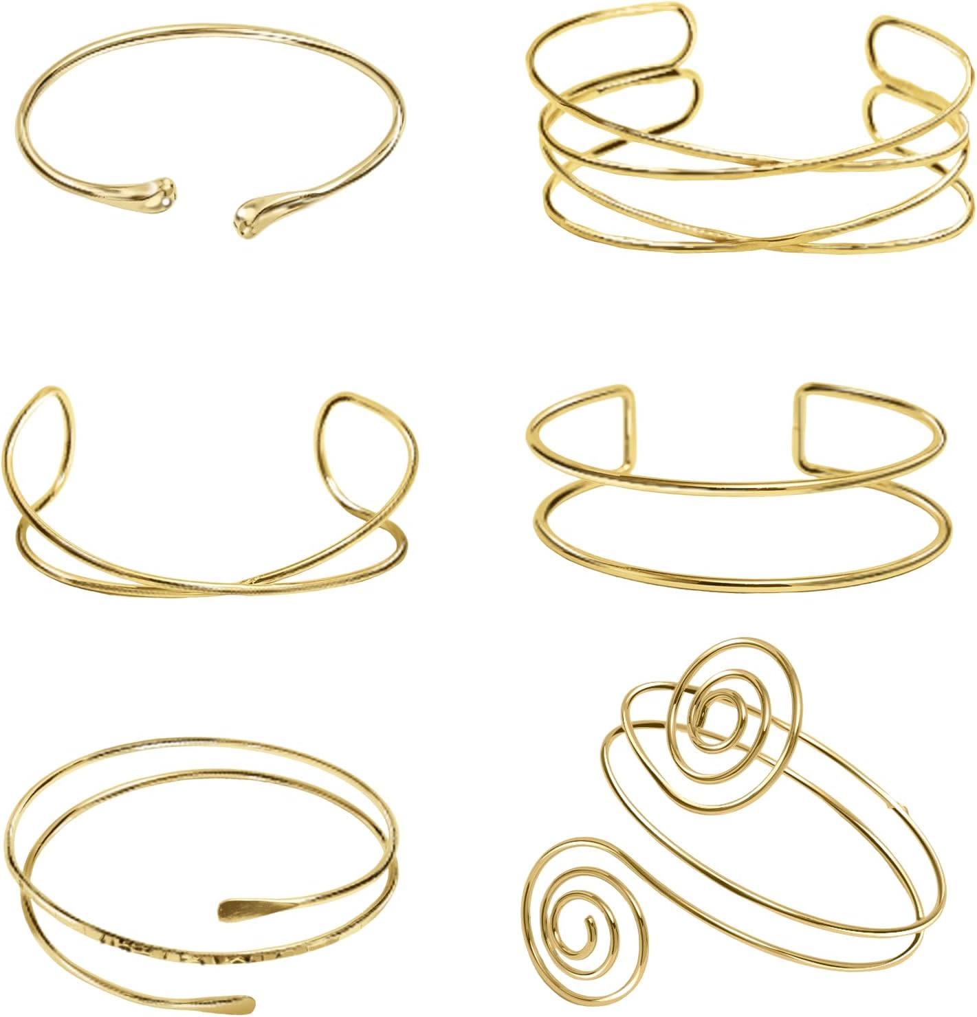 Gold Arm Cuff Upper Arm Set 6Pcs Adjustable Large Wide Upper Arm Cuff