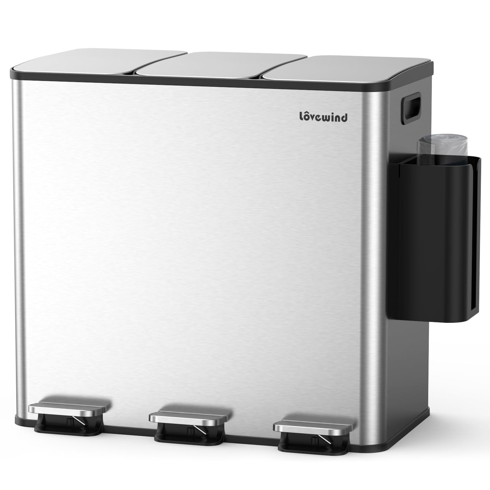 【新品】ステンレス製 3コンパートメント ゴミ箱 Amazon｜Lovewind 3×20L キッチンゴミ箱 蓋付き 3コンパートメント