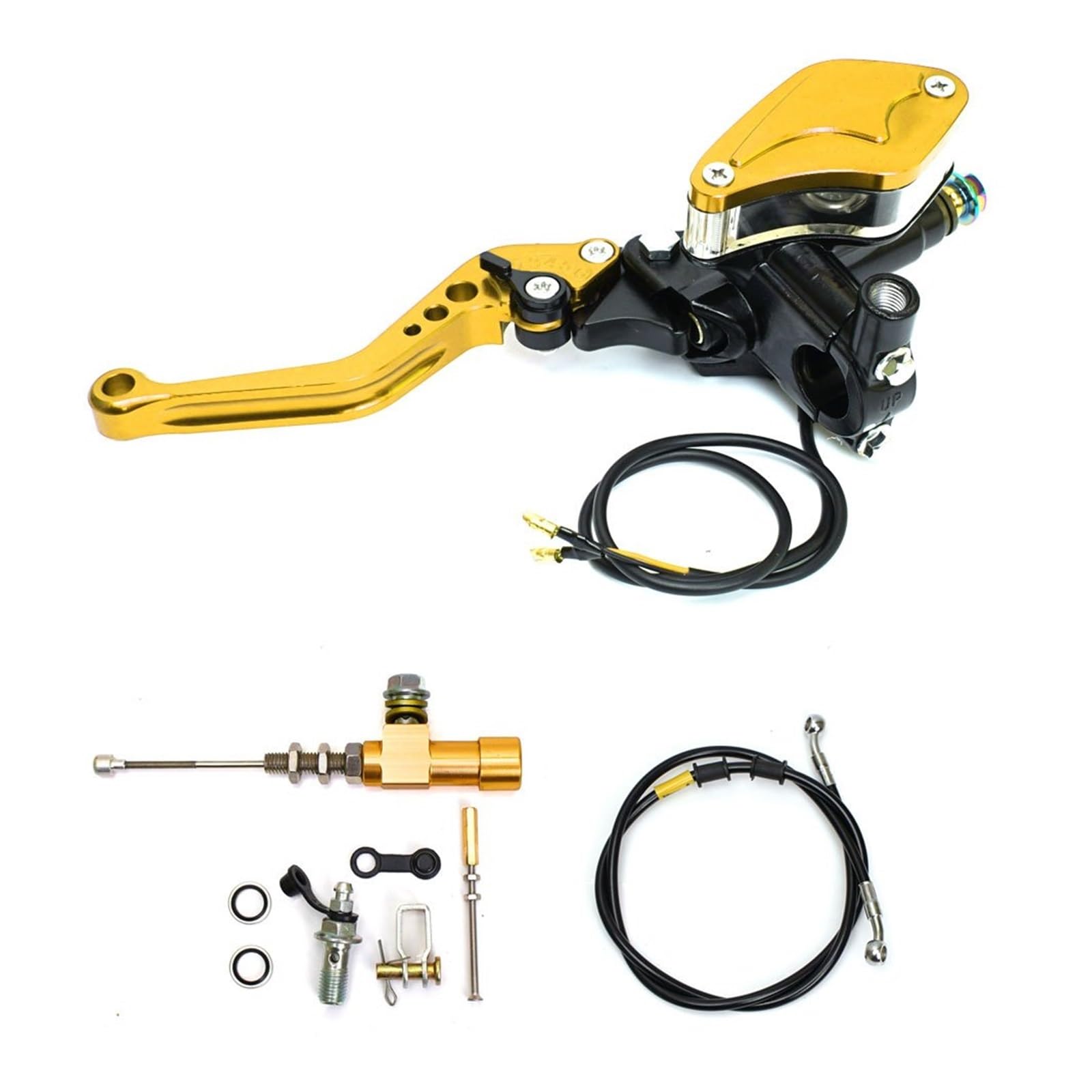 Pbqenxb Break and Clutch Levers 22mm Motorcycle CNC Hydraulic Clutch Kit Lever Master Cylinder Knitting Oil Hose(Go)