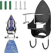 DOLPHY Wall Mounted Iron Board Holder with Hooks for Household Laundry Room (Black)