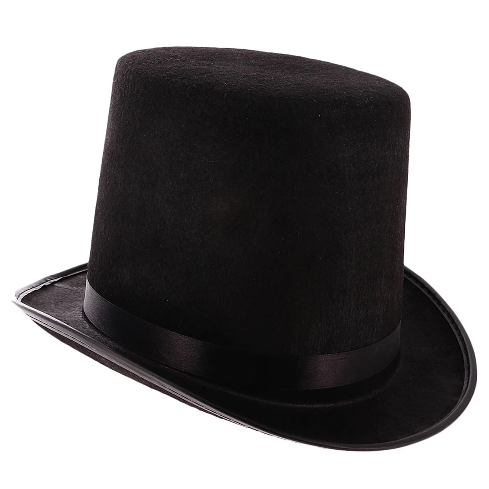 Sombrero De Copa Sombrero De Copa De Satén De Fieltro De Poliéster Negro, Sombrero De Mago, Accesorios For Disfraces De Fiesta