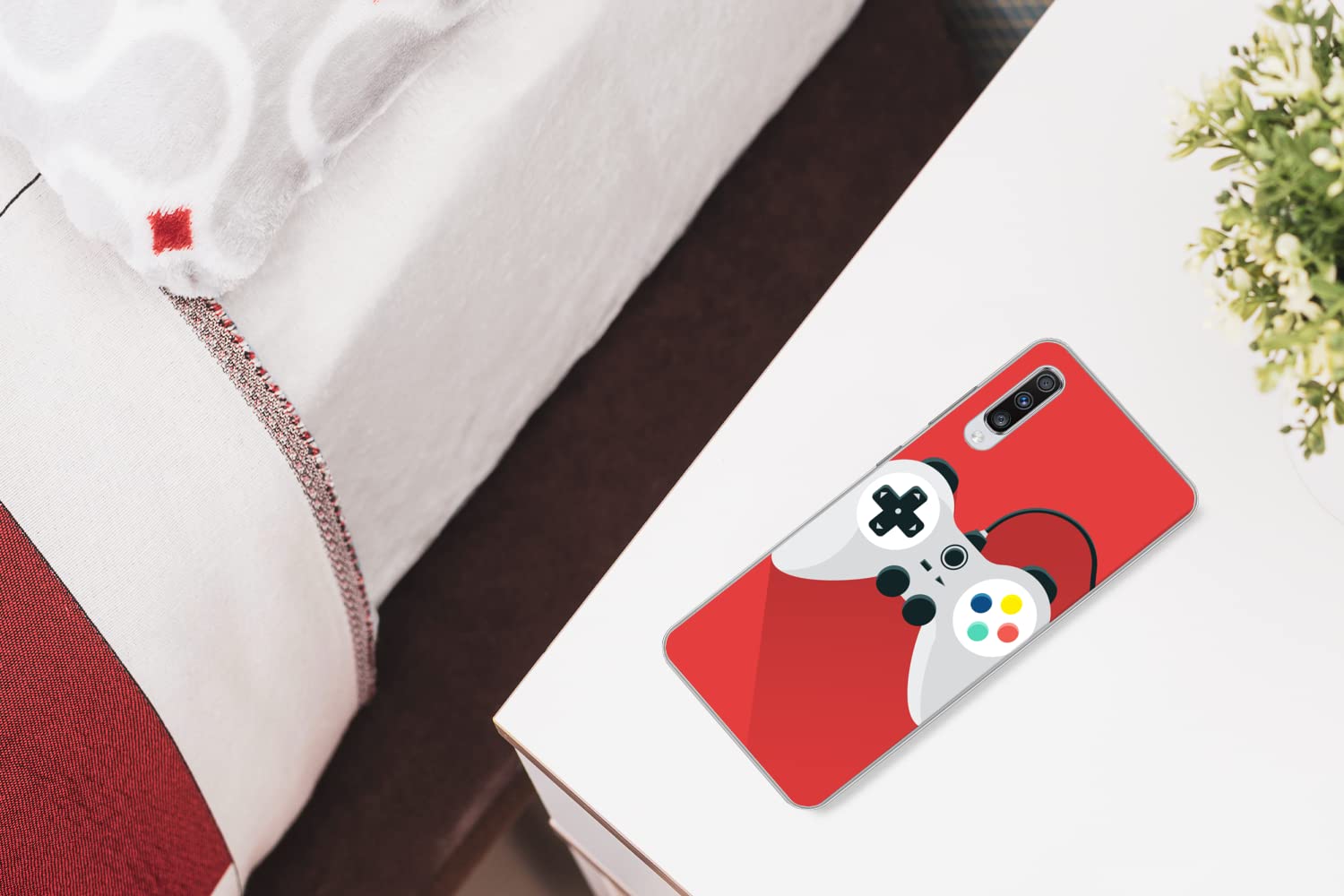 MuchoWow Funda para Samsung Galaxy A70 - Mando - Gaming - Rojo - Funda de Silicona/Funda Blanda para teléfono móvil