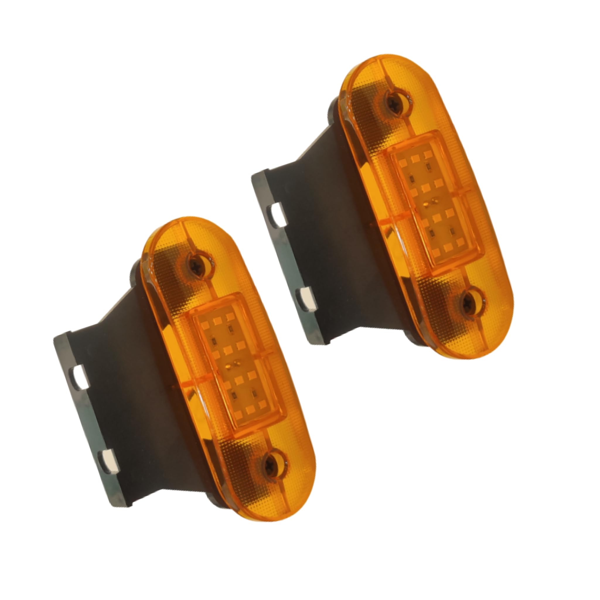 APSMOTIV 2Pcs Amber Indicator Rear Side Truck Trailer Rv Cab Boat Bus Lorry Roadrunner Truck Camper Led Marker Clearance Light 12V Running Board Lights For Trucks Waterproof Flat Fit Base WITH STAND