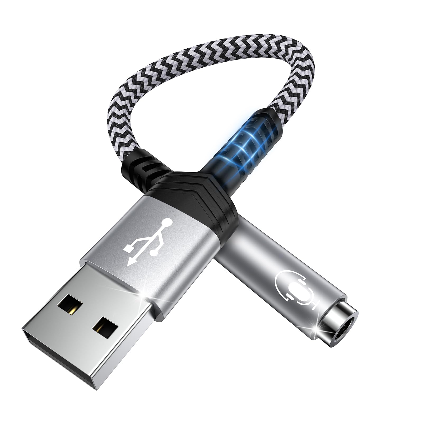 USB外付け サウンドカード usb イヤホンジャック 変換 USB オーディオ 変換アダプタ USBポート-4極(TRRS)3.5mmミニジャック変換ケーブル USB外付け サウンドカード Windows、Mac OS/X、PS4、Linux、Chromebook、Raspberry Pi等対応