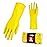 Vgo... 5-Pairs Reusable Household Gloves, Rubber Dishwashing gloves, Extra Thickness, Long Sleeves, Kitchen Cleaning, Working, Painting, Gardening, Pet Care (Size M, Yellow, HH4601)