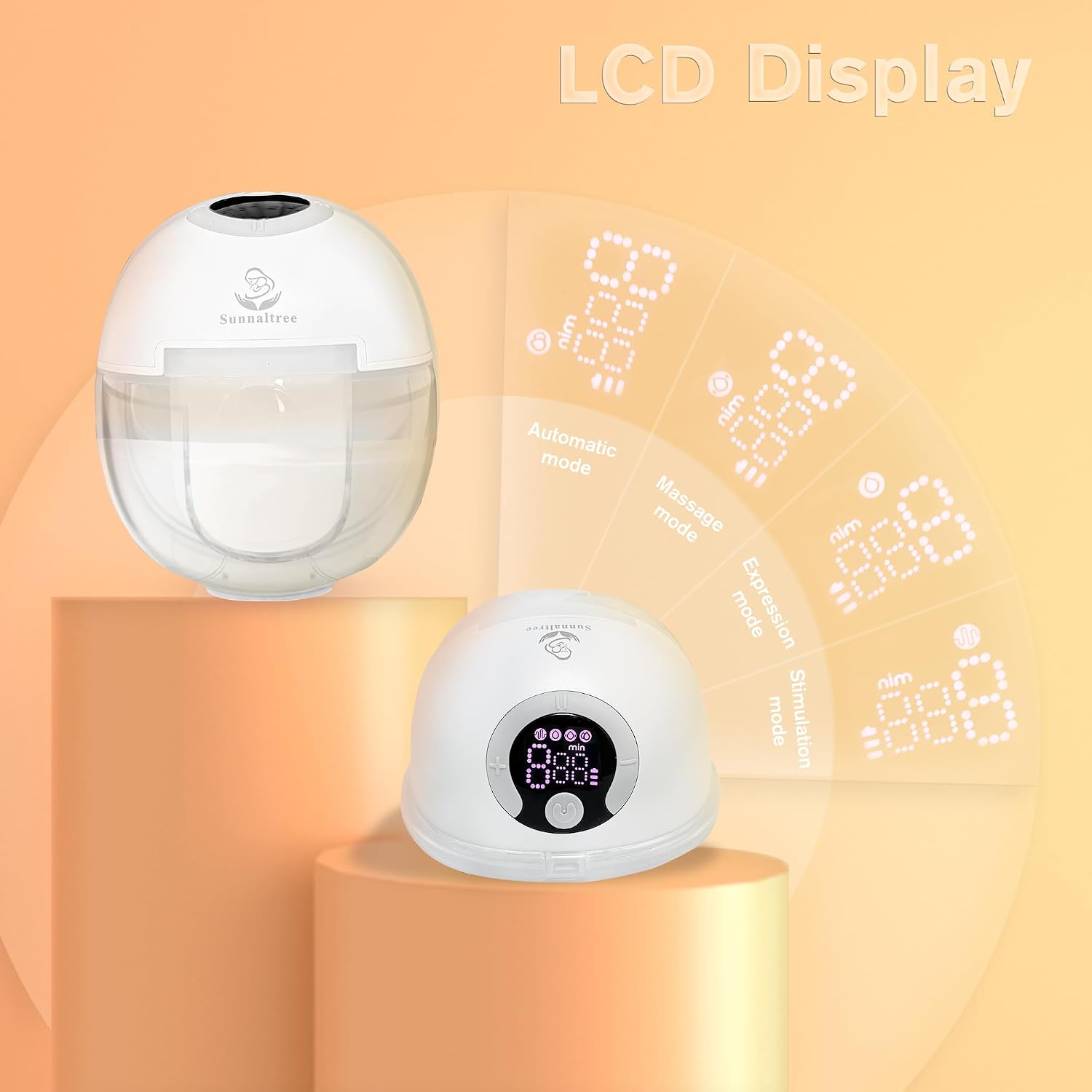 Wearable Breast Pump,Hands Free Breast Pump with Storage Bag,Portable Electric Breastpump for Breastfeeding with 4 Modes,9 Levels,LCD Display,Painless Low Noise Touch Screen
