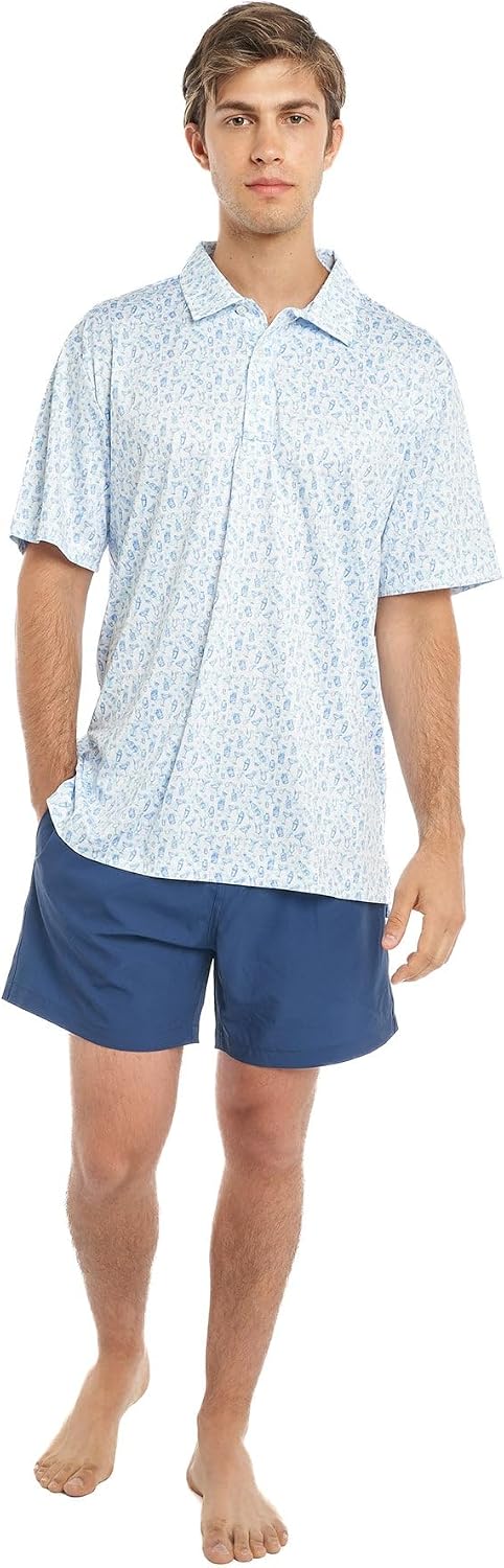 BERMIES Men’s Performance Polo - Lightweight, Stretchy, Breathable, Recycled Fabric, Golf Tee & Sunglass Holder