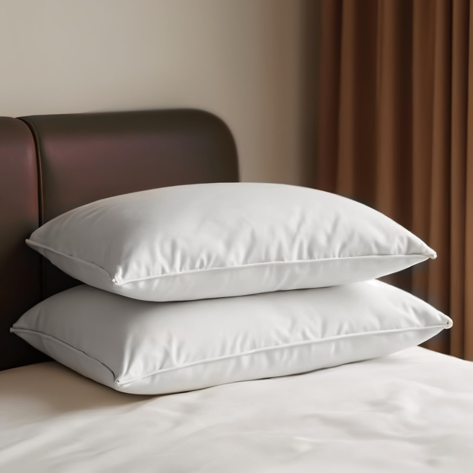 MAXNAP Luxury Comfort White Pillow with White Beading | Soft Microfiber Fabric | Plush Conjugate Fiber Filling | Elegant & Durable Design | Standard 27 x 17 Inch | Set of 2