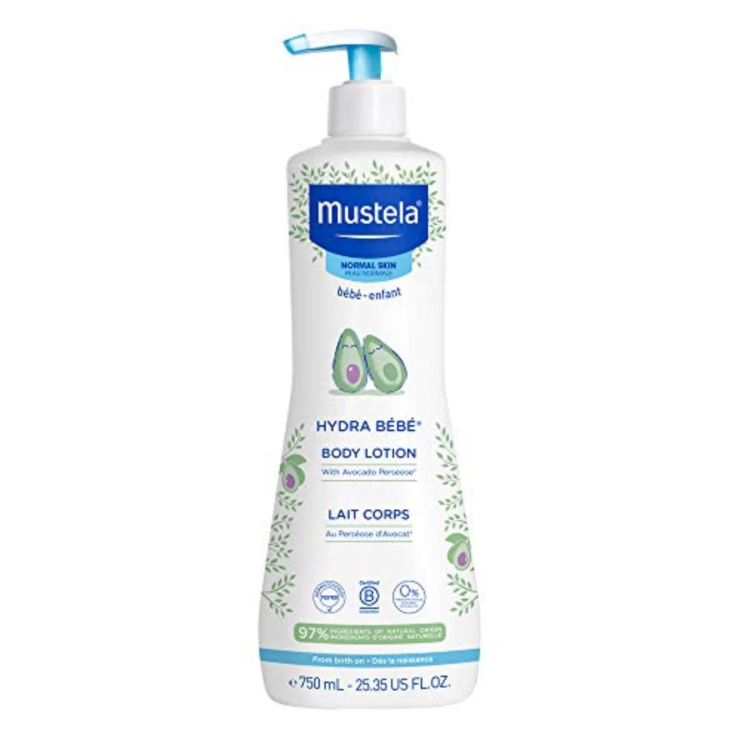 Mustela Hydra Bebe Body Lotion: Natural Avocado, Jojoba & Sunflower Oils for Daily Baby Skin Hydration & Protection