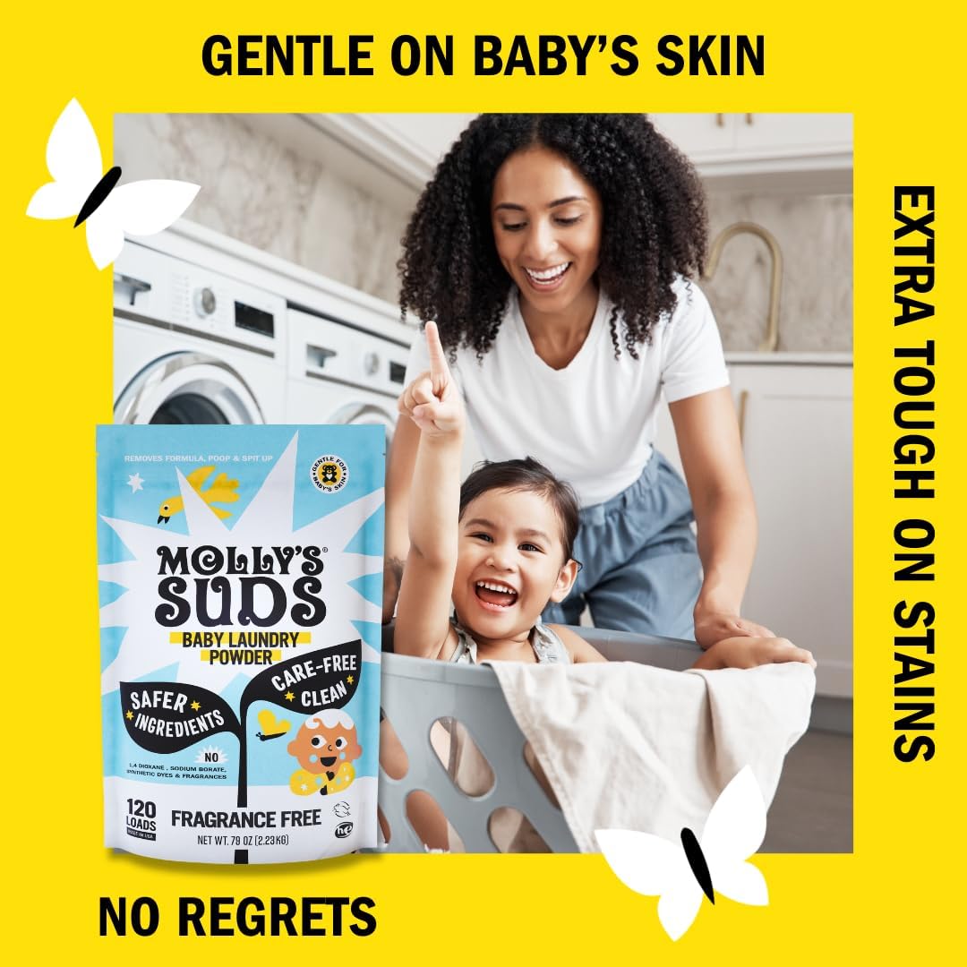Molly's Suds Baby Laundry Detergent Powder | Removes Formula, Poop & Spit-Up Stains | Extra Gentle for Newborns (Fragrance Free) - Image 3
