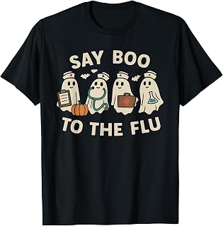 Nurse Halloween Ghost Crew Vaccine Say Boo to The flu T-Shirt