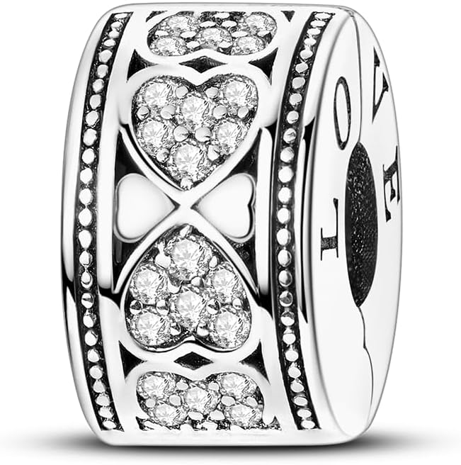 Hapour Clip Spacer Charm for Bracelet Clip Lock Stopper Bead Spacer DIY Fit European Snake Bracelet Openable 925 Sterling Silver Beads Jewelry for Women Mom