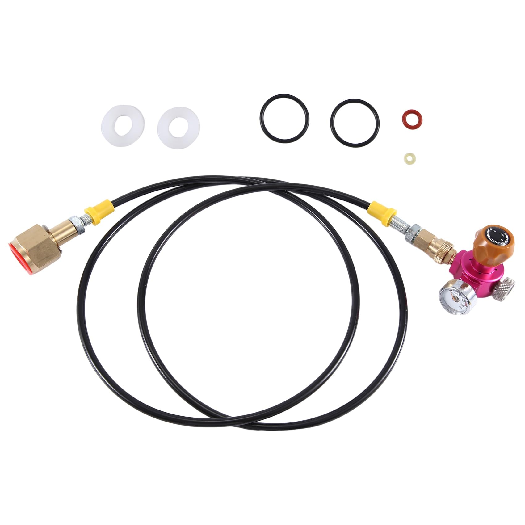 Lapooh As Shown Co2 Transfer Adapter And Hose Aluminum + Brass With 2000Psi Pressure Gauge For Duo/Terra/Art