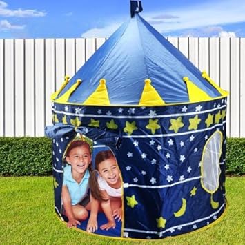PIGLOO Kids Play Tent Indoor Outdoor - for Boys Girls Baby Toddler Playhouse Prince House Castle Blue Foldable Tents with Carry Case