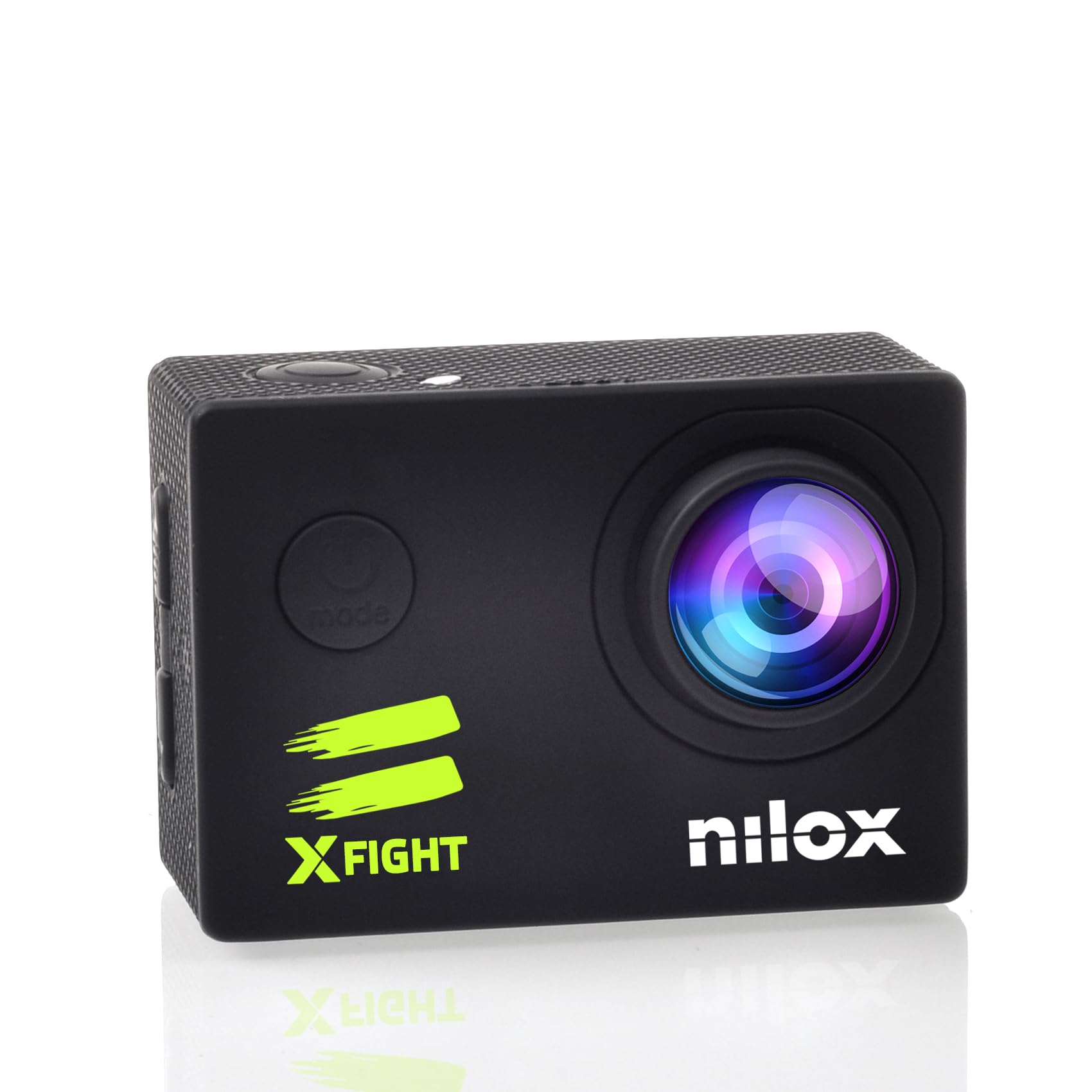 Nilox Cámara de Acción Sumergible Xfight, Foto 12MP y Video 1080P 30fps, Pantalla LCD 2'', Action Cam Impermeable hasta 30m, Batería 900 mAh, Conexión Wifi, Memoria SD hasta 32 GB
