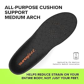 Superfeet All-Purpose Cushion Insoles - Trim-To-Fit Medium Arch Support Comfort Foam Inserts for Workout Shoes - Professional Grade - Men 9.5-11 / Women 10.5-12