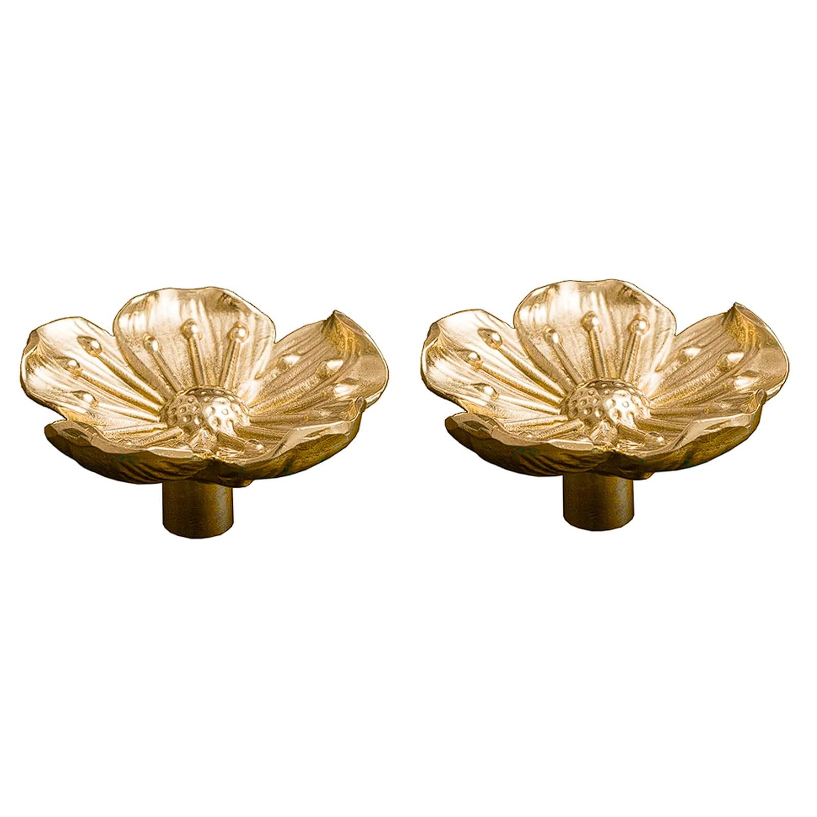 Chenhoju Gold Brass Floral Cabinet Knobs Single Hole, Vintage Floral Design For Drawers, Cabinets, And Wardrobes Cabinet Pulls