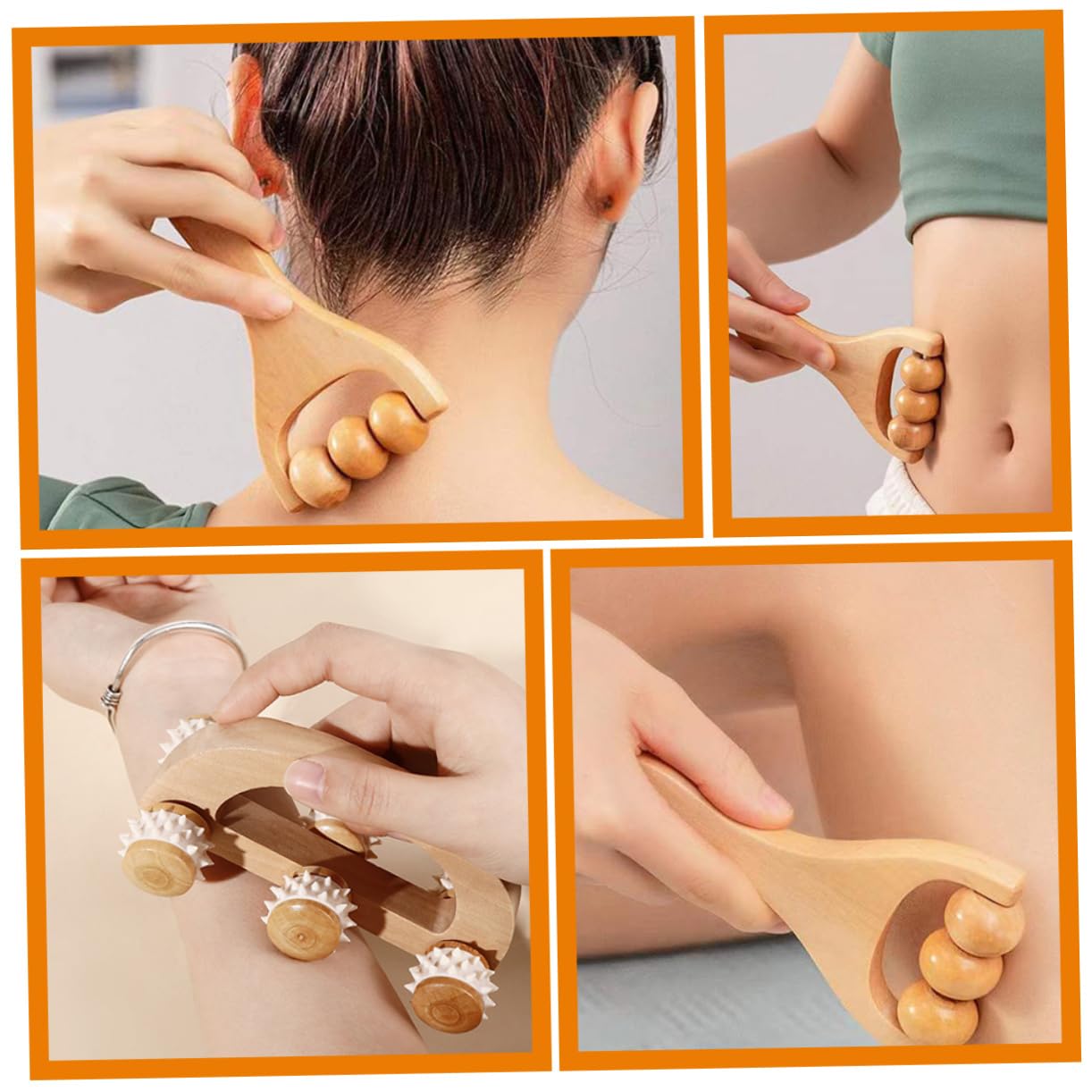 VALICLUD 2 Set Set Massaggiatore Bob A Mano Massaggiatore Portatile Kit Massaggiante Per Gamba Collo Di Massaggio Portatile Muscolo Di Legno 3 Pezzi * 2
