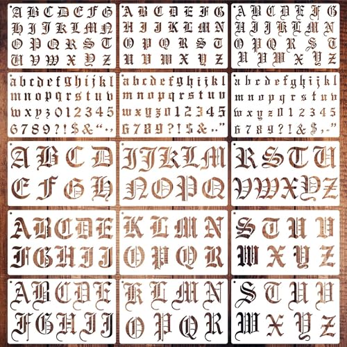 Amazon.co.jp: 古英語ステンシル 15個 1インチと2インチ ゴシック文字