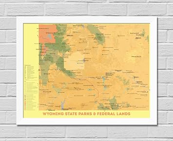 Wyoming State Parks & Federal Lands 18x24 Poster Orange & Yellow | White Frame
