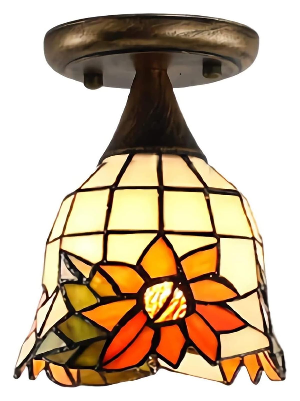 METTEOR Ceiling Lamp Ceiling Lamp Tiffany Style Mini Ceiling Light, Led Vintage Tinted Glass Corridor Ceiling Lamp, Chandelier Lighting Living Room (4 B)