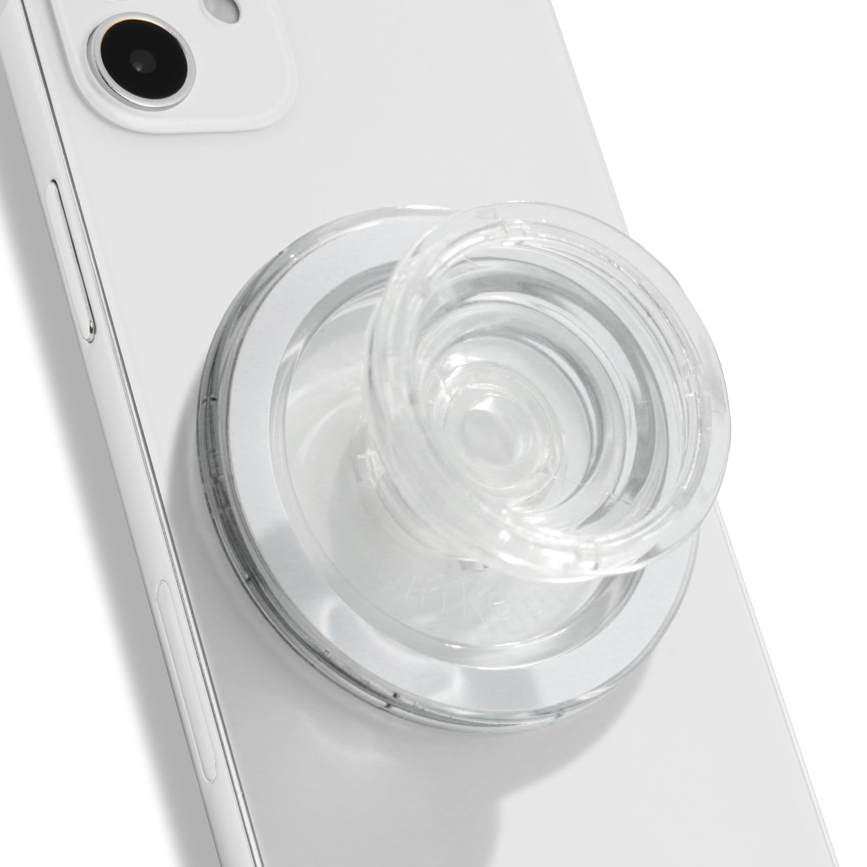 OnTheGrip - Soporte magnético para teléfono móvil compatible con Magsafe con diseño de color translúcido, plegable, para smartphone, tablet, accesorio de teléfono celular (transparente)