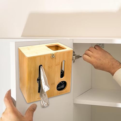 Miniatura 4 de Dispensador de bolsas de basura extra grande, soporte para bolsas de basura debajo del fregadero, organizador de bolsas de basura de montaje en