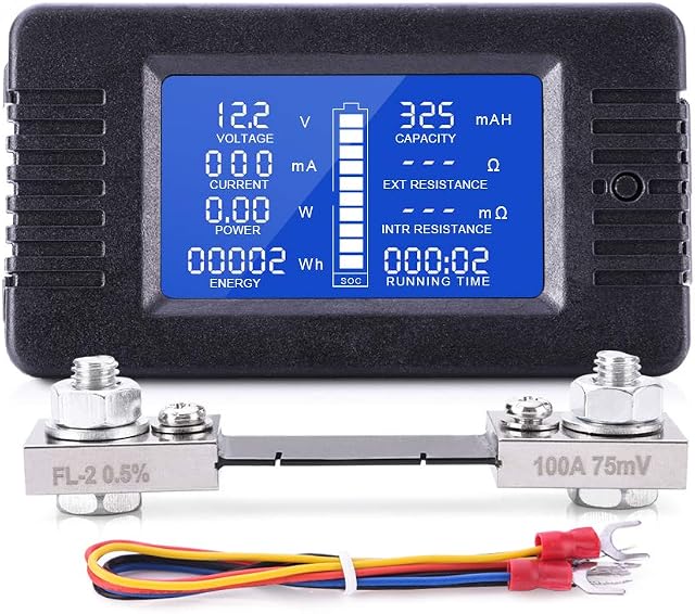 MICTUNING Battery Monitor 12v,Digital Battery Tester LCD Display DC Battery Monitor Meter 0-200V Digital Battery Tester Voltmeter for Cars RV Solar System