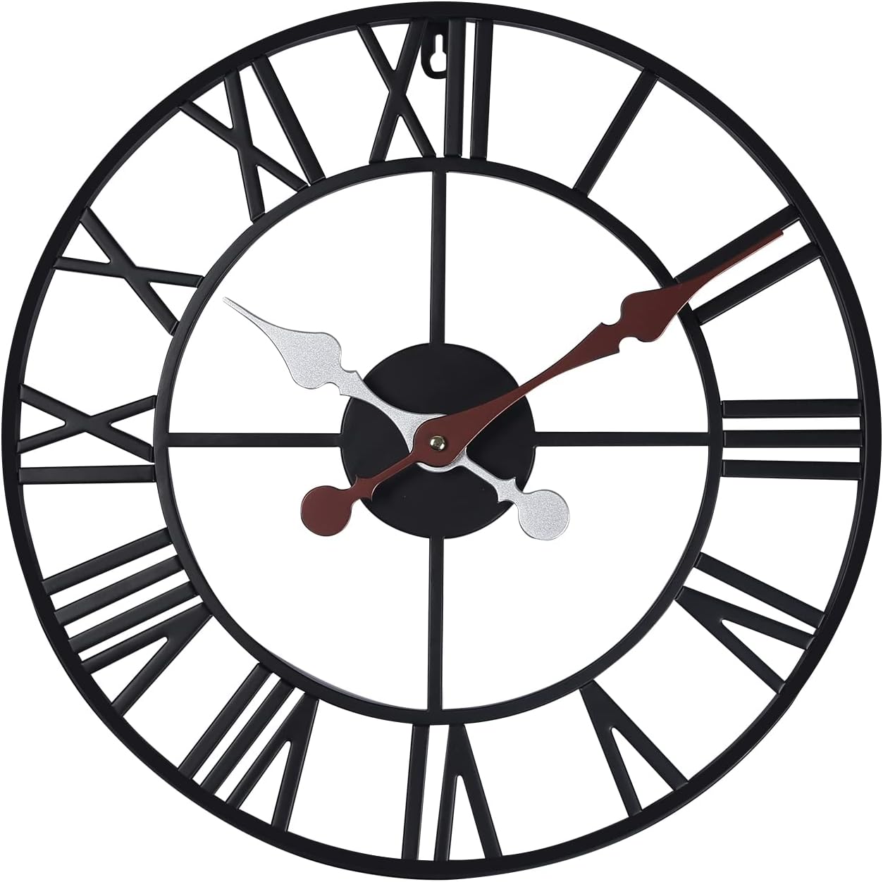 zenmag Large Modern Style Black Wall Clock, Black Metal Vintage Wall