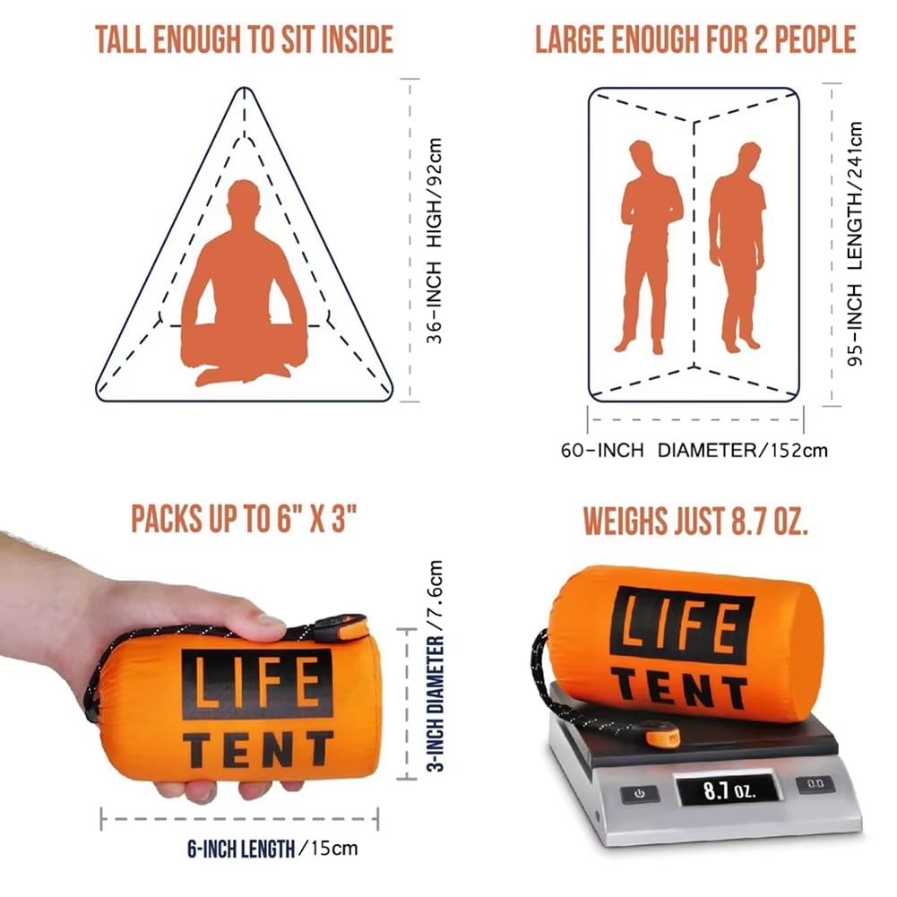 Tienda de Campaña de Emergencia Aislada para Exteriores para 2 Personas, Impermeable, para Emergencias, con Aislamiento, Incluye Silbato Salvavidas, Tienda de Campaña Antidesgarro