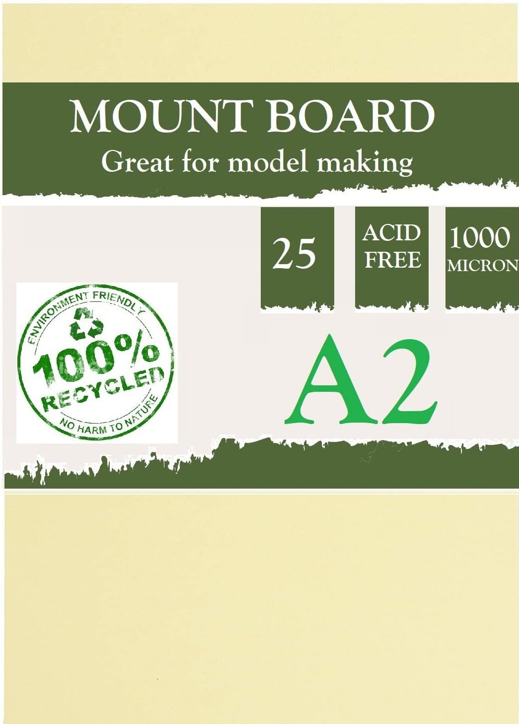 25 X A2 Super Thick 1mm White Card 480gsm Beer Mat Craft Pulp Board for Mounting & Models (25 Sheets)