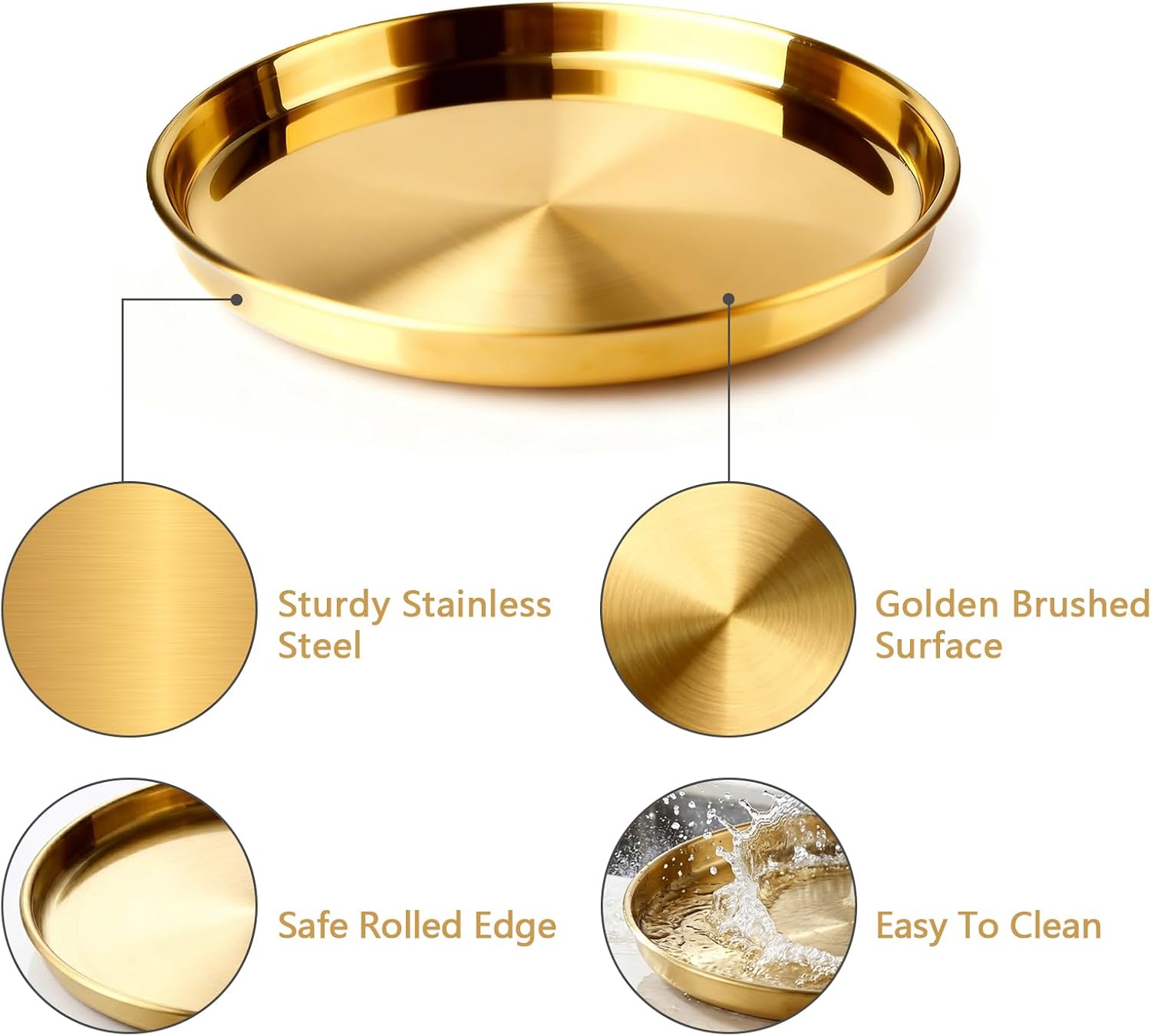 Gold Round Serving Tray, 12", 2 Pack