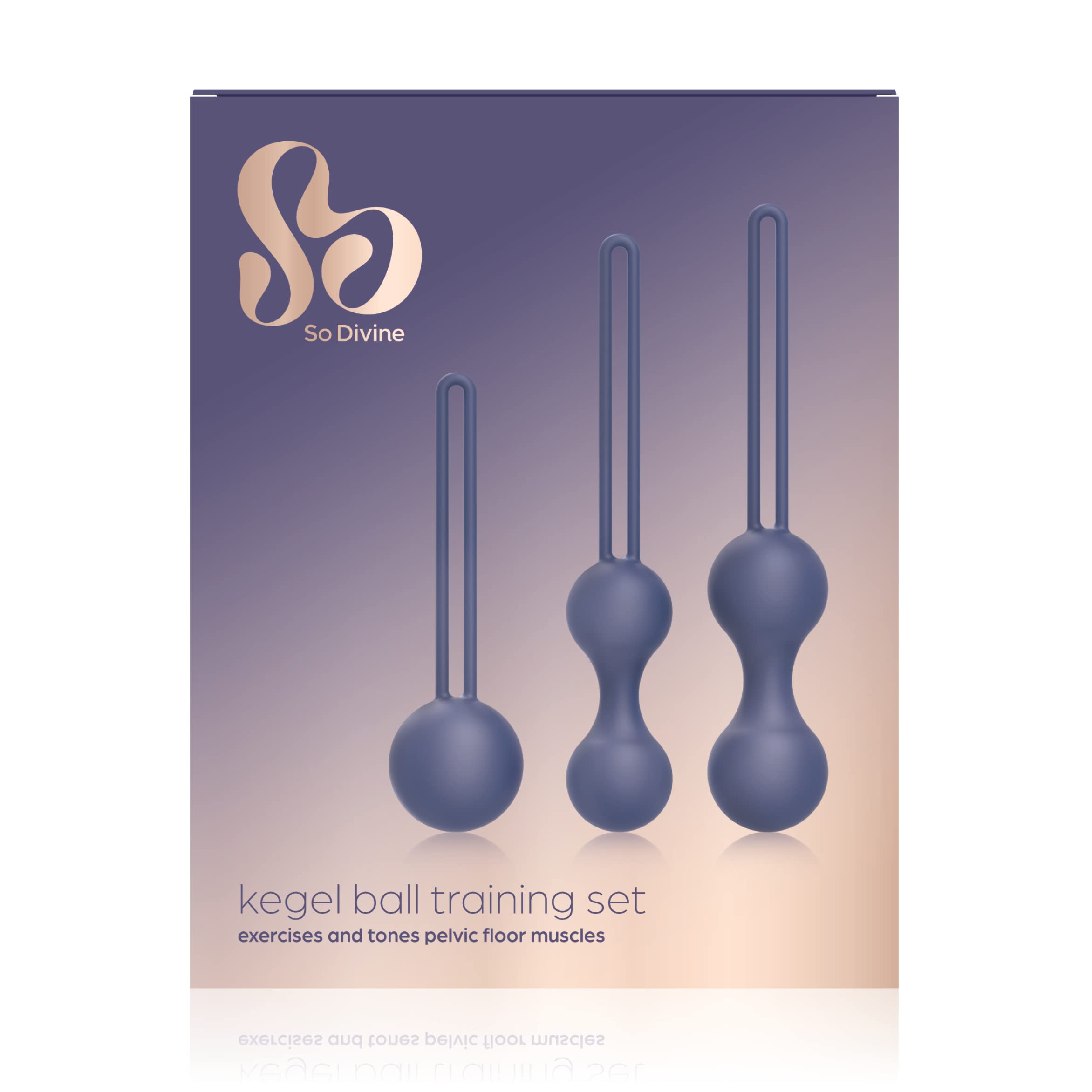 So Divine Kegel Ball kit – Pelvic Training Set – 3 Weighted Balls for Tightening and strengthening Pelvic Floor Muscles - Waterproof – Purple – Discreet delivery, 3.0 Count